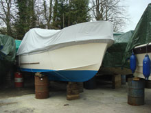 Boats being stored on the hard for winter.